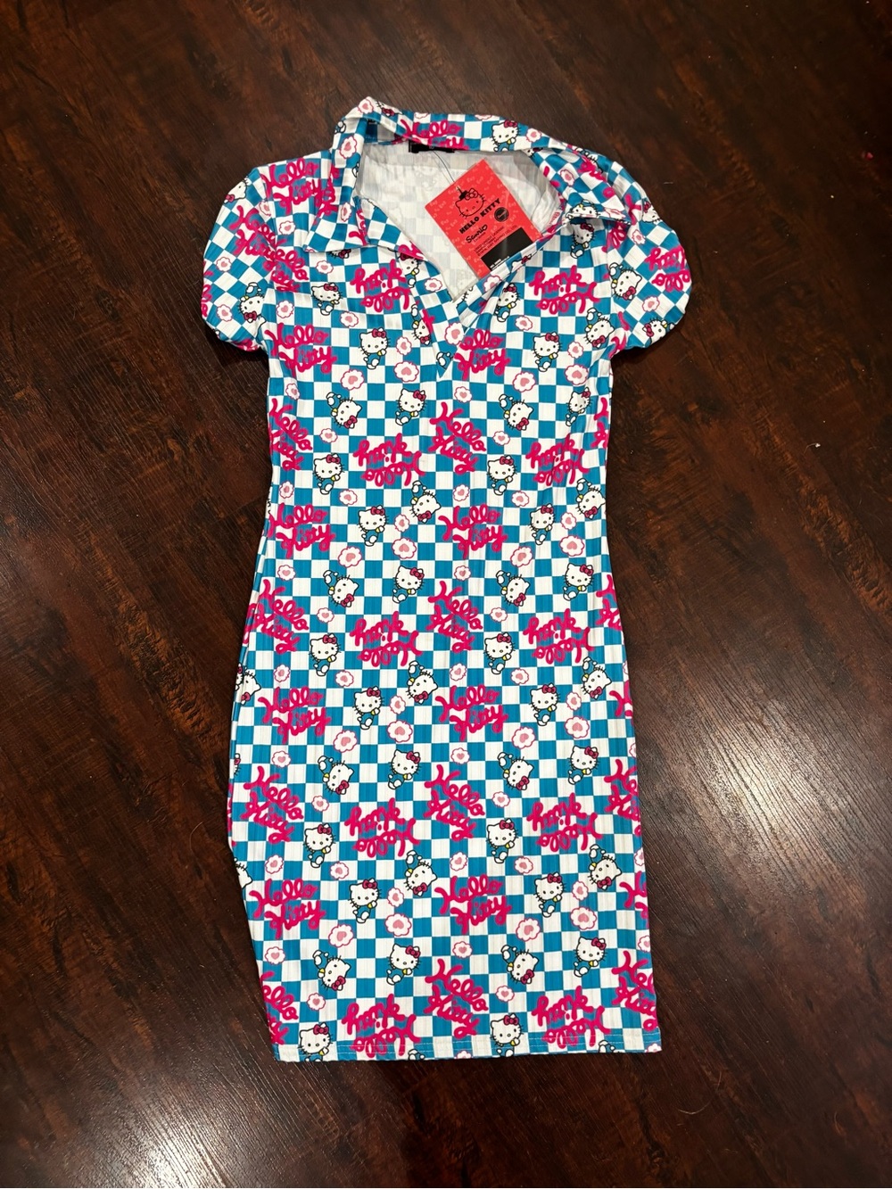 New girl order from dolls kill Hello Kitty Blue Check Collared Bodycon Dress
